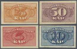 Latvia /Lettland: Set Of 4 Notes Containing 5, 10, 25 And 50 Kapeikas ND(1920) P. 9a-12a, The 10 Kapeikas In F, The Othe - Lettonie