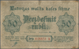 Latvia /Lettland: 50 Rubli 1919, P.6 In Used Condition With Several Tiny Tears Along The Borders, Some Stains And Folds. - Lettonie