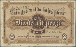 Latvia /Lettland: 25 Rubli 1919 P. 5h, Used With Several Folds, Condition: F- To F. - Lettonie