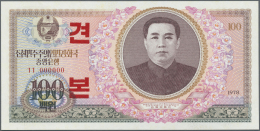 Korea: Korea North 100 Won 1978 Specimen P. 22s, Zero Serial Numbers, Red Specimen Overprint, One Light Dint At Upper Le - Korea, South