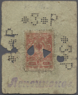 Kazakhstan / Kasachstan: Lepsinsk Treasury 3 Rubles ND(1918), P.NL, Used Condition With Missing Parts At Left Border, Se - Kazakistan