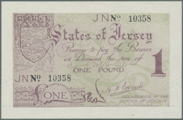 Jersey: 1 Pound ND(1941-42) P. 6a, One 2mm Tear At Lowe Rborder, One Light Fold, Very Crisp Original Paper And Bright Co - Other & Unclassified