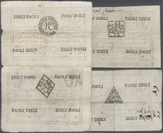 Italy / Italien: Set With 4 Banknotes Paoli 1798, One  With Value In Triangle On Back, One With  Value In Circle On Back - Other & Unclassified