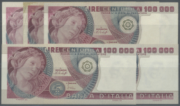 Italy / Italien: Set Of 5 Banknotes 100.000 Lire Containing 3x Pick 108a / Bi916 Dated 1978 (2x AUNC To UNC, 1x F+), 1x - Altri & Non Classificati