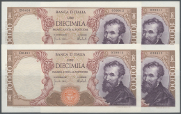 Italy / Italien: Set Of 4 CONSECUTIVE Banknotes 10.000 Lire 1973 Bi857, With Serial Numbers From #039911 To #039914, All - Autres & Non Classés