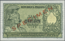 Italy / Italien: Biglietto Di Stato 50 Lire 1951 SPECIMEN, P.91s In Perfect UNC Condition. Very Rare! - Altri & Non Classificati