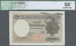 Italy / Italien: 25 Lire 1919 P. 42b, Repaired Upper Left Edge But Unfolded And Crisp Original, Unfortunately The Upper - Autres & Non Classés