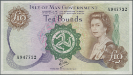 Isle Of Man: 10 Pounds ND P. 36b With Serial Prefix Letter, Light Center Fold And Some Creases In Paper, No Holes Or Tea - Other & Unclassified