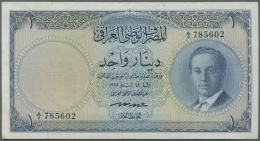 Iraq / Irak: 1 Dinar ND(1955) P. 39, Vertically Foled Several Times, No Holes Or Tears, Nice Colors, Crispness In Paper, - Iraq