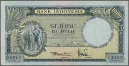 Indonesia / Indonesien: 1000 Rupiah 1957 P. 53, Light Vertical Folds And Handling In Paper, No Holes Or Tears, Still Ver - Indonésie