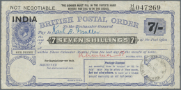 India / Indien: India: 7 Shillings, British Postal Order "George V" With Black Overprint “INDIA” At Upper Le - India