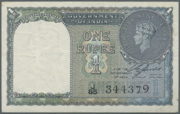 India / Indien: 1 Rupee ND P. 25a, Folded With Handling In Paper, 2 Usual Pinholes At Left, Condition: VF. - India