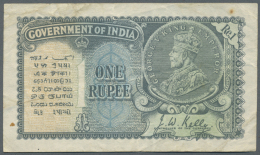 India / Indien: 1 Rupee 1935 With Watermark Portrai King George V, P.14a, Still Nice Condition With Several Folds, Some - India