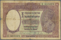 India / Indien: Rare Banknote 50 Rupees P. 9d, Issue CALCUTTA, Portrait KGV, Rare Issue And One Of The Key Notes Of This - India