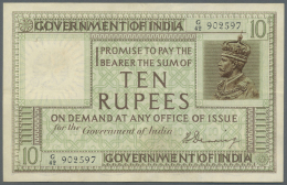 India / Indien: 10 Rupees ND(1917-30), P.6, Vertically And Horizontally Folded, Small Pinhole At Upper Left And Minor Sp - India