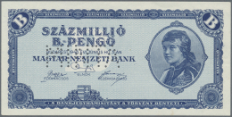 Hungary / Ungarn: 100.000.000 B.-PengÅ‘ (=100.000.000.000.000.000.000 PengÅ‘) 1946 With Perforation "MINTA" (Specimen), - Hungary