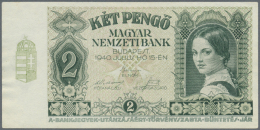 Hungary / Ungarn: Pair Of The 2 Pengö 1940, P.108, One Of Them Miscut With The Hungarian Korona At Right Instaed Of - Hongrie