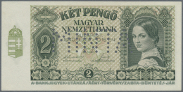 Hungary / Ungarn: 2 Pengö 1940 With Perforation "MINTA" (Specimen) And Regular Serial Number, P.108s In Perfect UNC - Ungheria