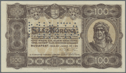 Hungary / Ungarn: 100 Korona 1923 With Perforation "MINTA" (Specimen), P.73s In Perfect UNC Condition - Ungheria
