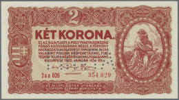 Hungary / Ungarn: 2 Korona 1920 With Perforation "MINTA" (Specimen) And Regular Serial Number, P.58s In Nearly Perfect C - Ungheria