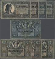 Hungary / Ungarn: Highly Rare Set With 8 Banknotes 10 And 20 Korona Hungarian Post Office Savings Bank 1919, Containing - Ungheria