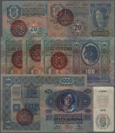 Hungary / Ungarn: Set With 7 Banknotes 20 Korona, 20 Korona 2nd Issue, 50 Korona, 3 X 100 Korona And 1000 Korona ND(1920 - Ungheria