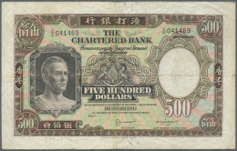 Hong Kong: 500 Dollars P. 59, Vertically And Horizontally Folded, Creases In Paper, Minor Center Hole, Light Staining On - Hong Kong