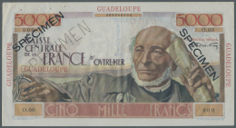 Guadeloupe: 5000 Francs ND (1952) Specimen P. 38s With "Specimen" Perforation And Black Overprint On Both Sides. The Has - Altri – America