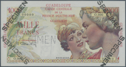 Guadeloupe: 1000 Francs ND(1947-49) SPECIMEN, P.37s In Excellent Condition With Strong Paper And Bright Colors, With Per - Altri – America