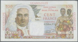 Guadeloupe: 100 Francs ND(1947-49) P. 35, Light Creases And Folds In Paper, Washed And Pressed, Rounded Corner At Upper - Autres - Amérique