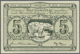 Greenland / Grönland: 5 Kroner ND(1953) SPECIMEN, P.18s, Tiny Creases In The Paper, Otherwise Perfect. Condition: A - Groenlandia