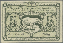 Greenland / Grönland: 5 Kroner ND(1953), P.18a, Nice Looking Note With Vertical Bend At Center And Some Other Small - Greenland