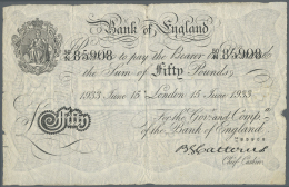 Great Britain / Großbritannien: 50 Pounds 1933 Operation Bernhard Note In Used Condition With Several Folds And Mi - Other & Unclassified