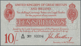 Great Britain / Großbritannien: 10 Shillings ND P. 348, T12, 4 Tiny Pinholes At Upper Left, Light Vertical Folds, - Andere & Zonder Classificatie