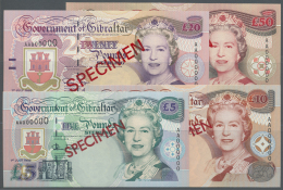 Gibraltar: Set Of 4 Specimen Banknotes Containing 5, 10, 20 And 50 Pounds 1995 P. 25s-28s, All With Zero Serial Numbers - Gibraltar