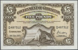 Gibraltar: 5 Pounds 1971 P. 19b, Center Fold And Light Handling In Paper But No Holes Or Tears, Paper Still With Crispne - Gibilterra