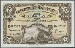 Gibraltar: 5 Pounds 1971 P. 19b, Center Fold And Light Handling In Paper But No Holes Or Tears, Paper Still With Crispne - Gibraltar