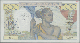 French West Africa / Französisch Westafrika: 500 Francs Banque De L'Afrique Occidentale 1946-53 SPECIMEN, P.41s In - Stati Dell'Africa Occidentale