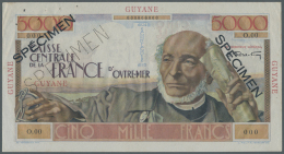 French Guiana / Französisch-Guayana: 5000 Francs ND (1947-49) Specimen P. 26s. This Beautiful Larger Size Banknote - Guyana Francese