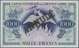 French Guiana / Französisch-Guayana: 1000 Francs L.02.12.1941 With Black Handstamp "GUYANE FRANÇAISE" Twice - French Guiana