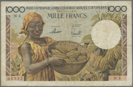 French Equatorial Africa / Französisch-Äquatorialafrika: 1000 Francs ND(1957) P. 34, Used With Several Folds A - Equatorial Guinea