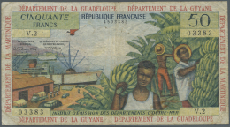French Antilles / Französische Antillen: 50 Francs ND P. 9b, Used With Folds And Creases, Several Pinholes All Over - Altri – America