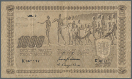 Finland / Finnland: 1000 Markkaa 1922 Litt. "C" P. 67a, Used With Vertical And Horizontal Folds But Without Holes Or Tea - Finlandia