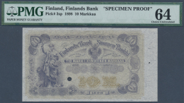 Finland / Finnland: Finlands Bank / Suomen Pankki 10 Markkaa Kullassa 1898 Front Proof Specimen, P.3sp With Punch Hole A - Finlandia