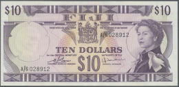Fiji: 10 Dollars ND(1974) With Signatures: Barnes & Tomkins, P.74c, Very Nice Looking Note With A Soft Vertical Fold - Figi
