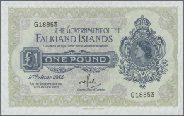 Falkland Islands / Falkland Inseln: 1 Pound 1982 P. 8e, Light Dint At Right Border, Otherwise Perfect, Condition: AUNC. - Isole Falkland