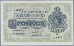 Falkland Islands / Falkland Inseln: 1 Pound 1982 P. 8e, Light Dint At Right Border, Otherwise Perfect, Condition: AUNC. - Falkland