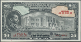 Ethiopia / Äthiopien: 50 Dollars ND Specimen P. 15s, 2 Cancellation Holes, Specimen Overprints And Zero Serial Numb - Etiopia