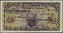 Ethiopia / Äthiopien: 5 Thalers 1932, P.7, Very Nice Looking Note With A Very Soft Vertical Bend, Some Other Minor - Etiopia
