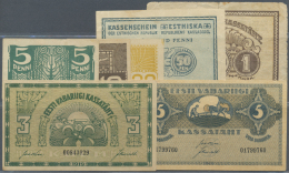 Estonia / Estland: Set Of 7 Different Banknotes From The Series Of 1919-1921 Containting 5 Penni P. 39 (F+), 10 Penni P. - Estonia